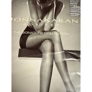 New Donna Karan Hosiery The Signature Collection Sandalfoot Off Black Medium